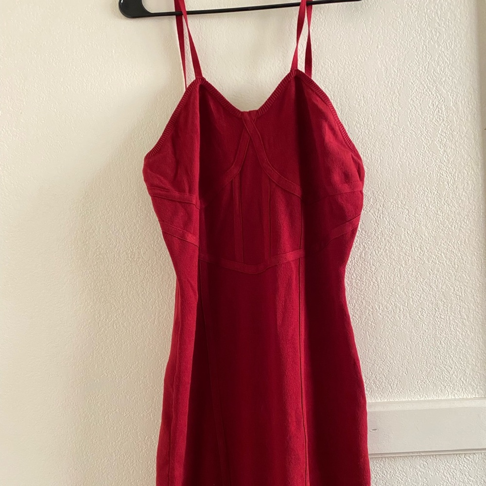 red sweater corset dress